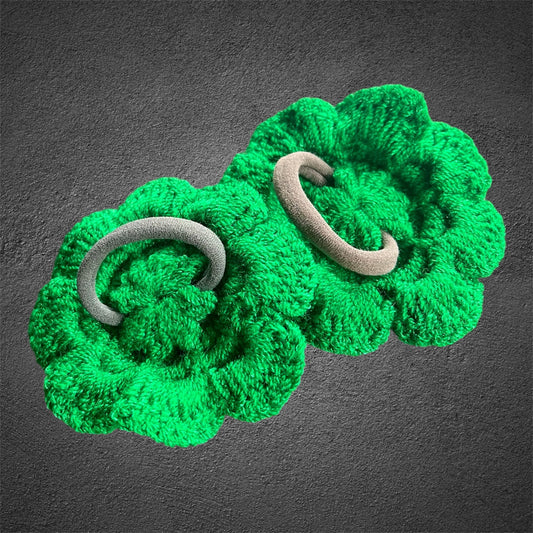 Scrunchies hair Coleta flor Crochet - Verde (pack x2)