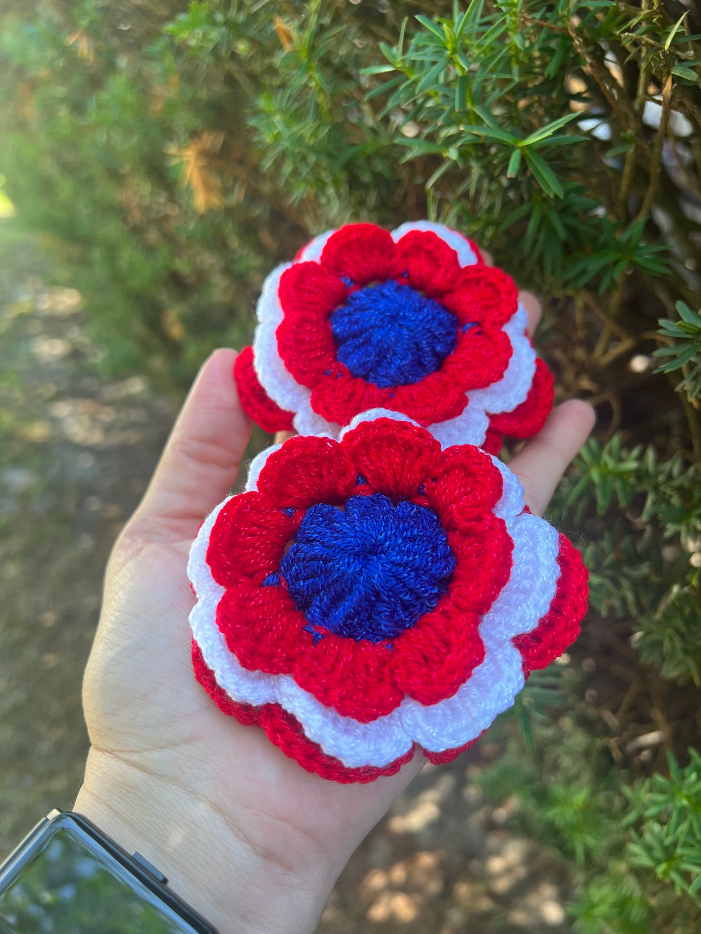 Coleta Flor Crochet — Estados Unidos (Pack x2)