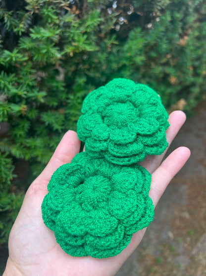 Scrunchies hair Coleta flor Crochet -  Verde (pack x2)