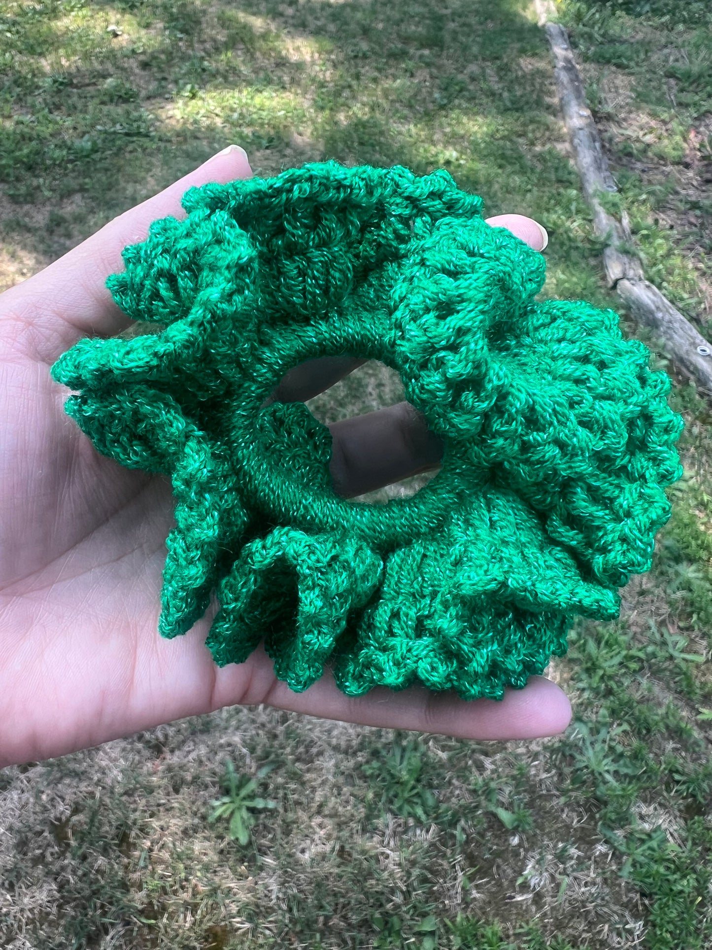 Scrunchies hair Coletero a crochet - Verde