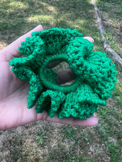 Scrunchies hair Coletero a crochet - Verde