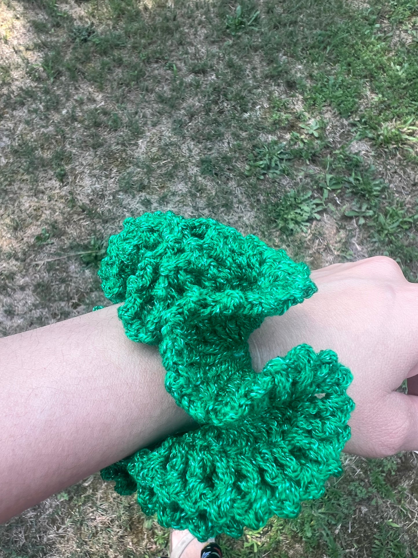 Scrunchies hair Coletero a crochet - Verde