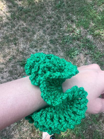 Scrunchies hair Coletero a crochet - Verde