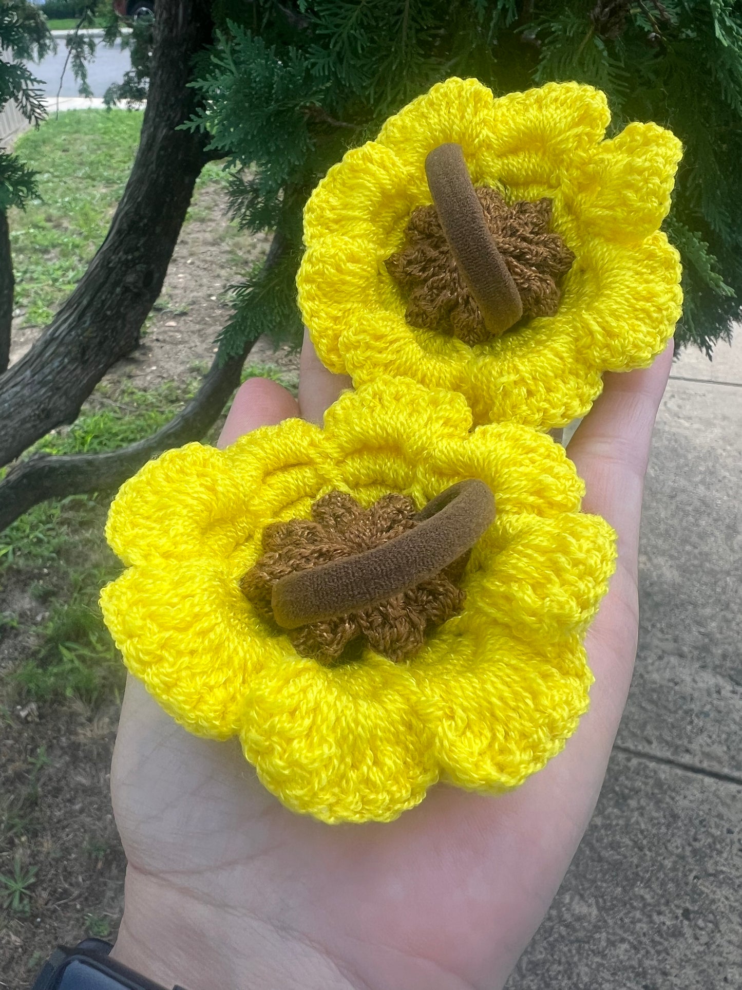Scrunchies hair Flor de Girasol (pack x2)