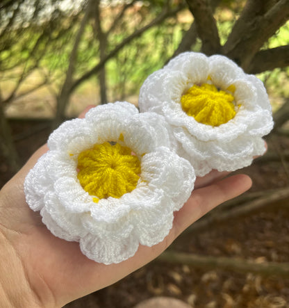 Scrunchie Crochet Flor Margarita Hecho a Mano — Pack x2 | Crochet Daysitas