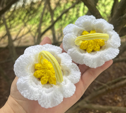 Scrunchie Crochet Flor Margarita Hecho a Mano — Pack x2 | Crochet Daysitas