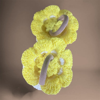 Scrunchies hair flor crochet Amarillo y Blanco (pack x2)