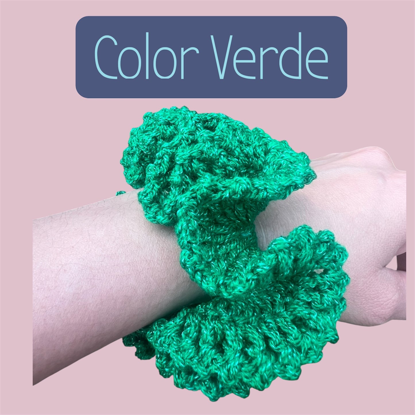 Scrunchies hair Coletero a crochet - Verde