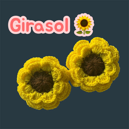 Scrunchies hair Flor de Girasol (pack x2)