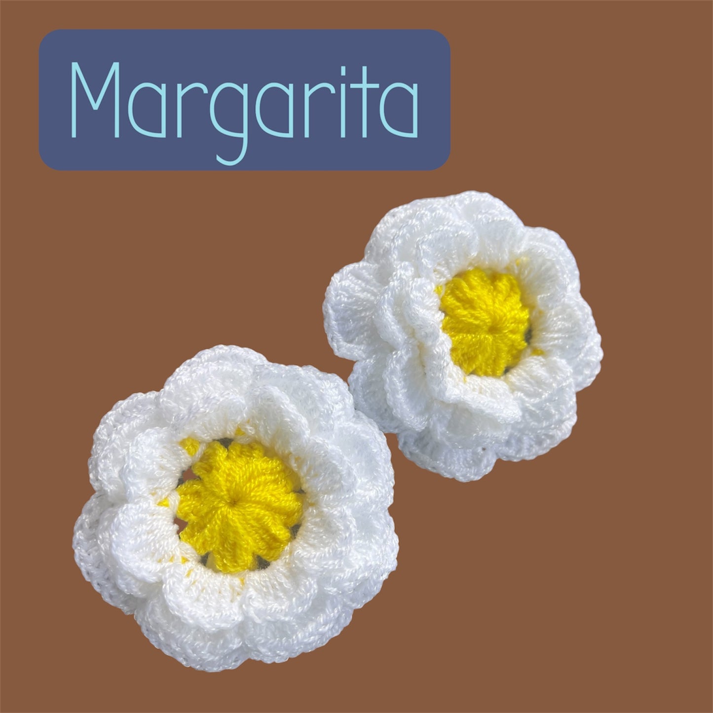 Scrunchie Crochet Flor Margarita Hecho a Mano — Pack x2 | Crochet Daysitas