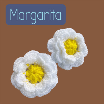 Scrunchie Crochet Flor Margarita Hecho a Mano — Pack x2 | Crochet Daysitas