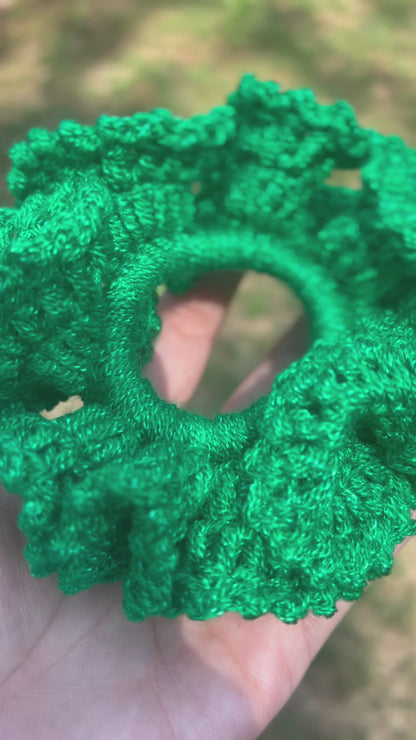 Scrunchies hair Coletero a crochet - Verde