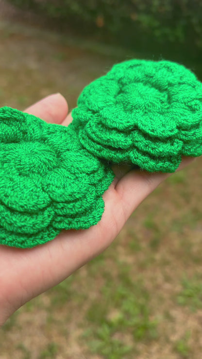 Scrunchies hair Coleta flor Crochet -  Verde (pack x2)