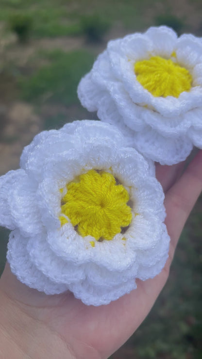 Scrunchie Crochet Flor Margarita Hecho a Mano — Pack x2 | Crochet Daysitas